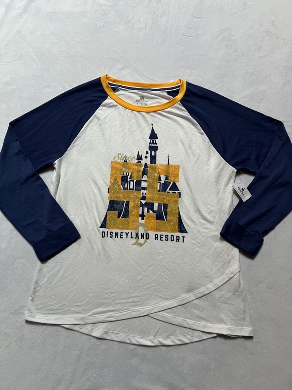 Disney parks 55th Anniversary White Navy Gold Raglan Tee Jersey style